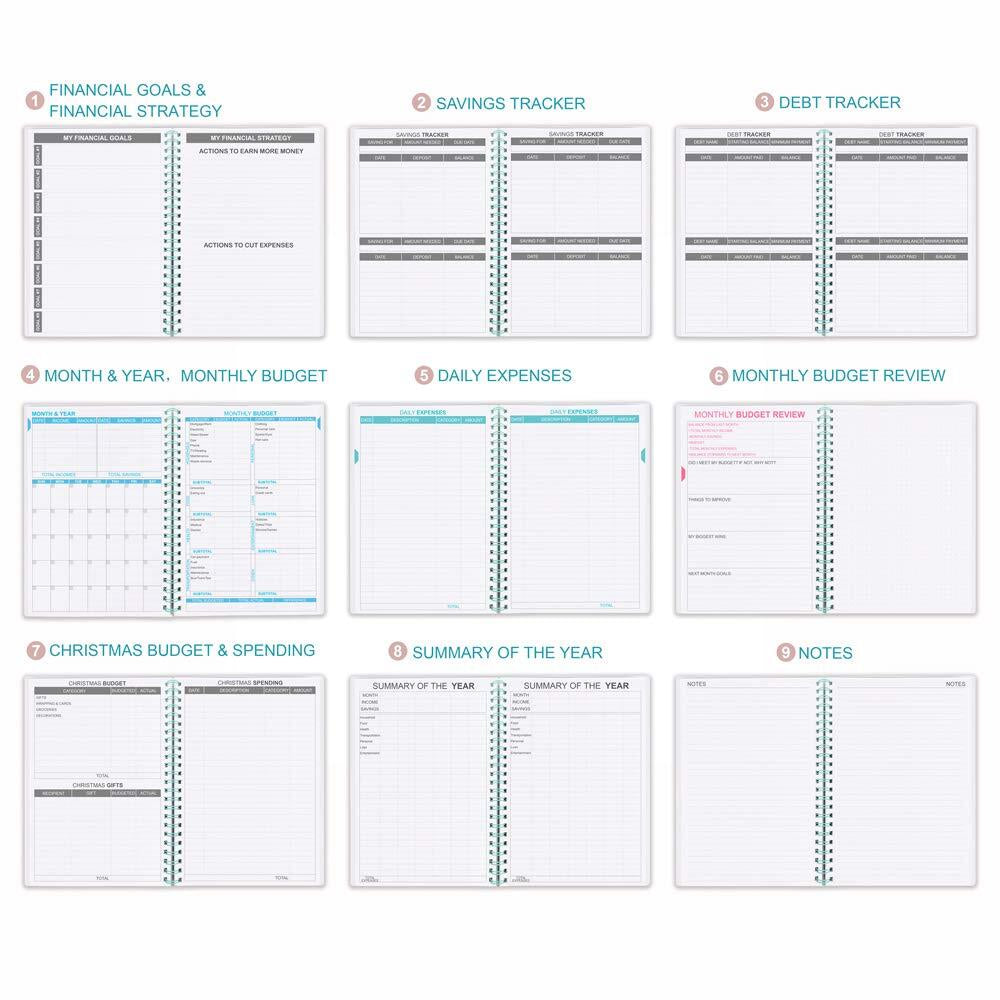 Undated Budget Planner Monthly Finance Organizer with Expense Tracker Notebook