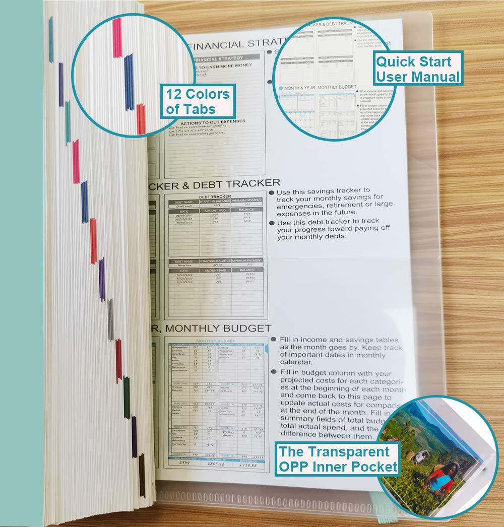 Undated Budget Planner Monthly Finance Organizer with Expense Tracker Notebook