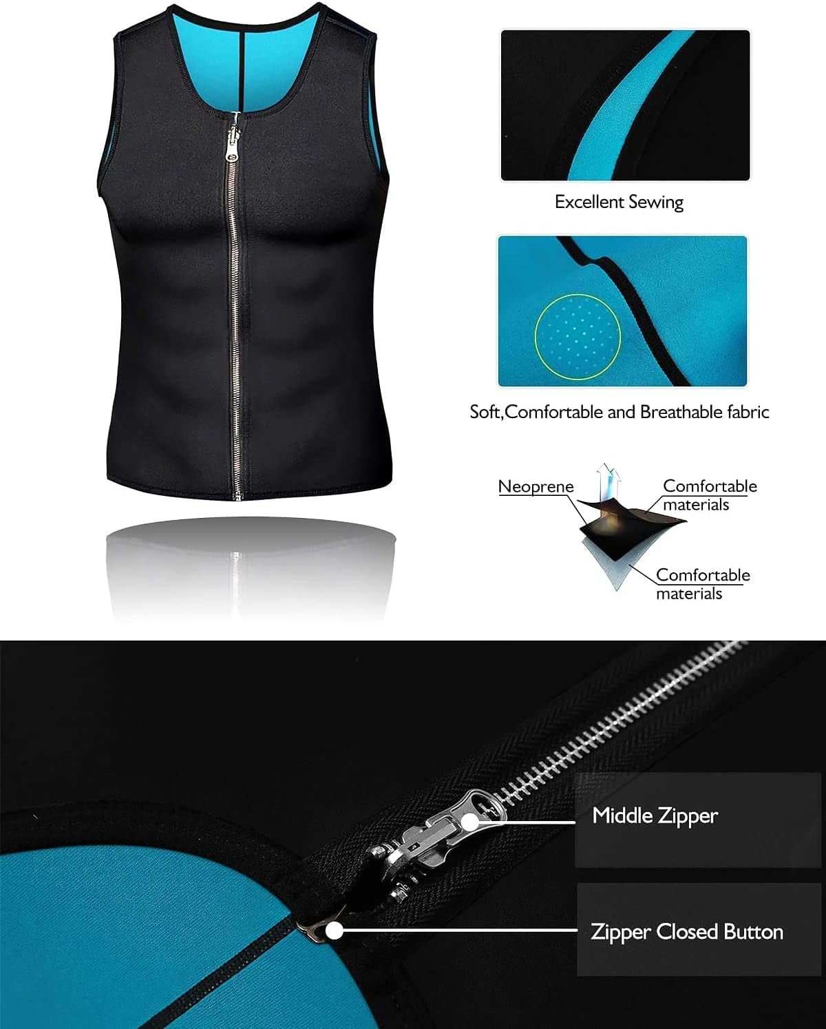 WELLTH HOUSE Men's Sauna Vest Waist Trainer Shirt - Wellth House