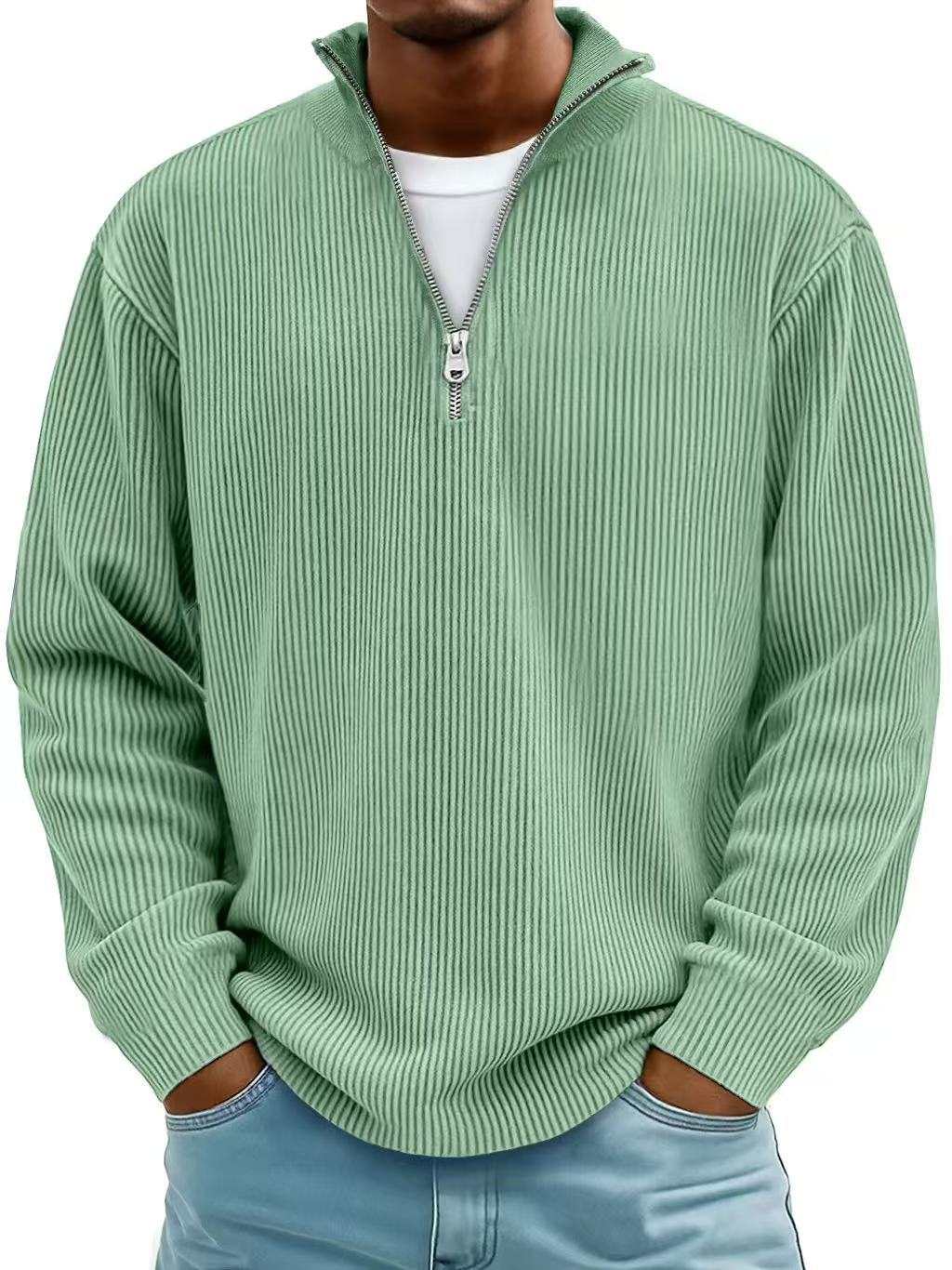 WELLTH HOUSE Men's Corduroy Zipper Collar Sweatshirt - Wellth House