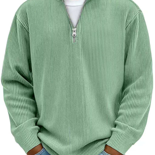 WELLTH HOUSE Men's Corduroy Zipper Collar Sweatshirt - Wellth House