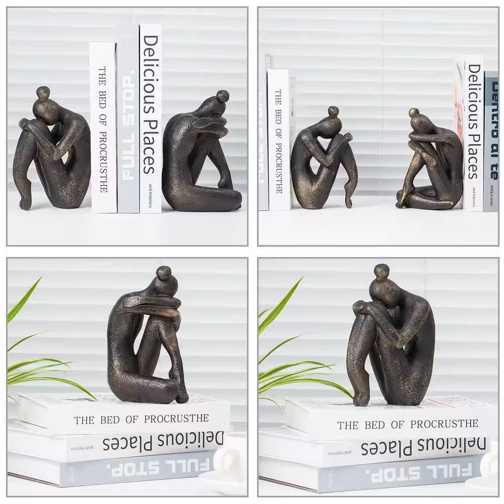 Girl Thinker Bookends, Non-Slip Book Holder, Book Ends for Shelves, Living Room, Office and Home Decor