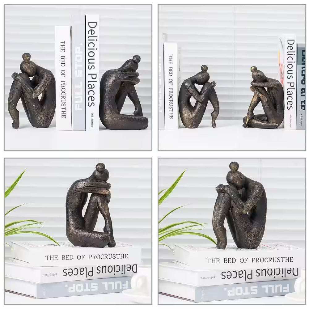 WELLTH HOUSE Girl Thinker Resin Bookends Bronze - Wellth House