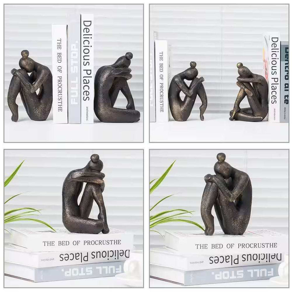 WELLTH HOUSE Girl Thinker Resin Bookends Bronze - Wellth House