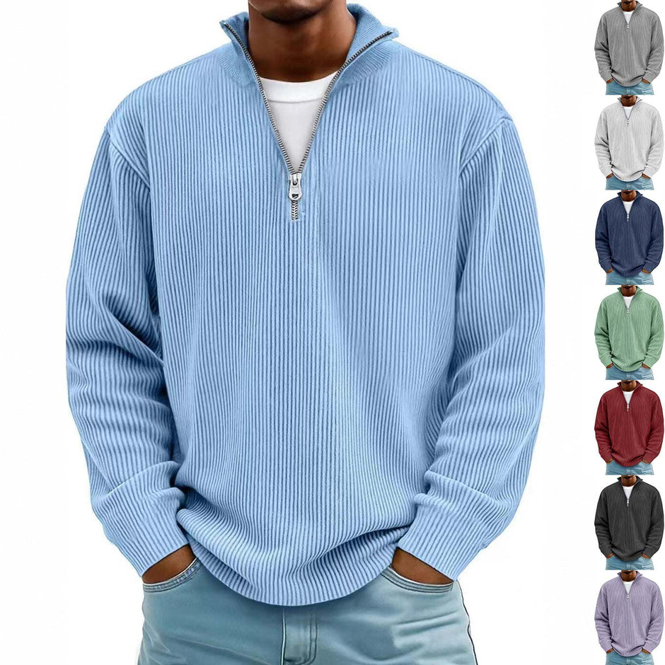 WELLTH HOUSE Men's Corduroy Zipper Collar Sweatshirt - Wellth House