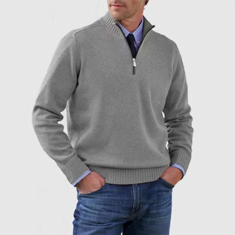 WELLTH HOUSE Men's Stand Collar Zipper Knit Sweater - Wellth House
