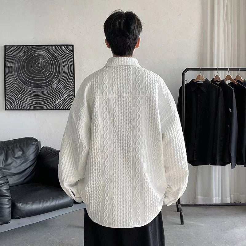 WELLTH HOUSE Embossed Loose Lapel Shirt Coat Men - Wellth House