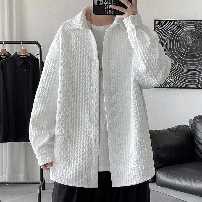 WELLTH HOUSE Embossed Loose Lapel Shirt Coat Men - Wellth House