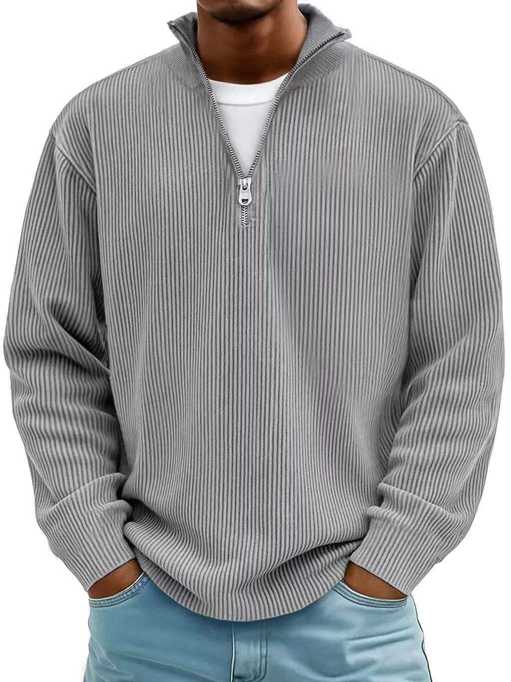 WELLTH HOUSE Men's Corduroy Zipper Collar Sweatshirt - Wellth House