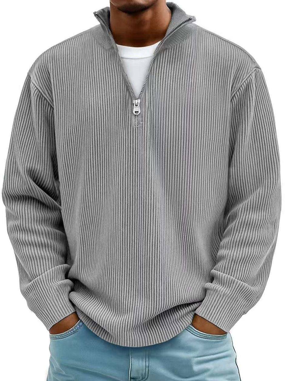 WELLTH HOUSE Men's Corduroy Zipper Collar Sweatshirt - Wellth House