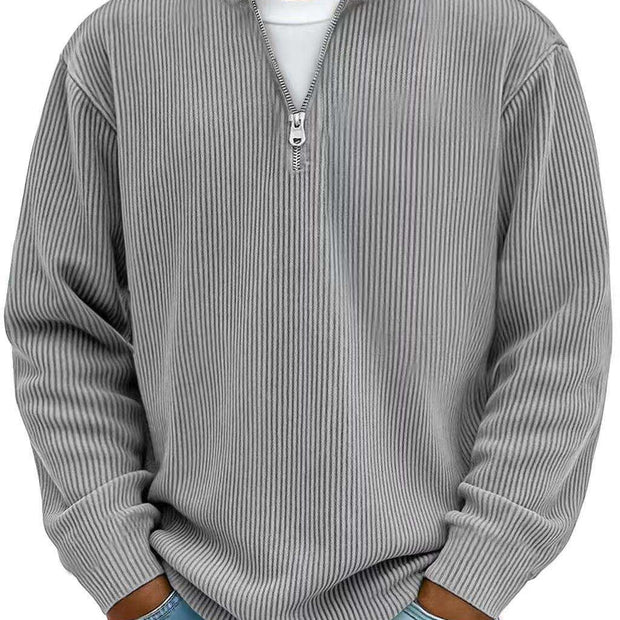 WELLTH HOUSE Men's Corduroy Zipper Collar Sweatshirt - Wellth House