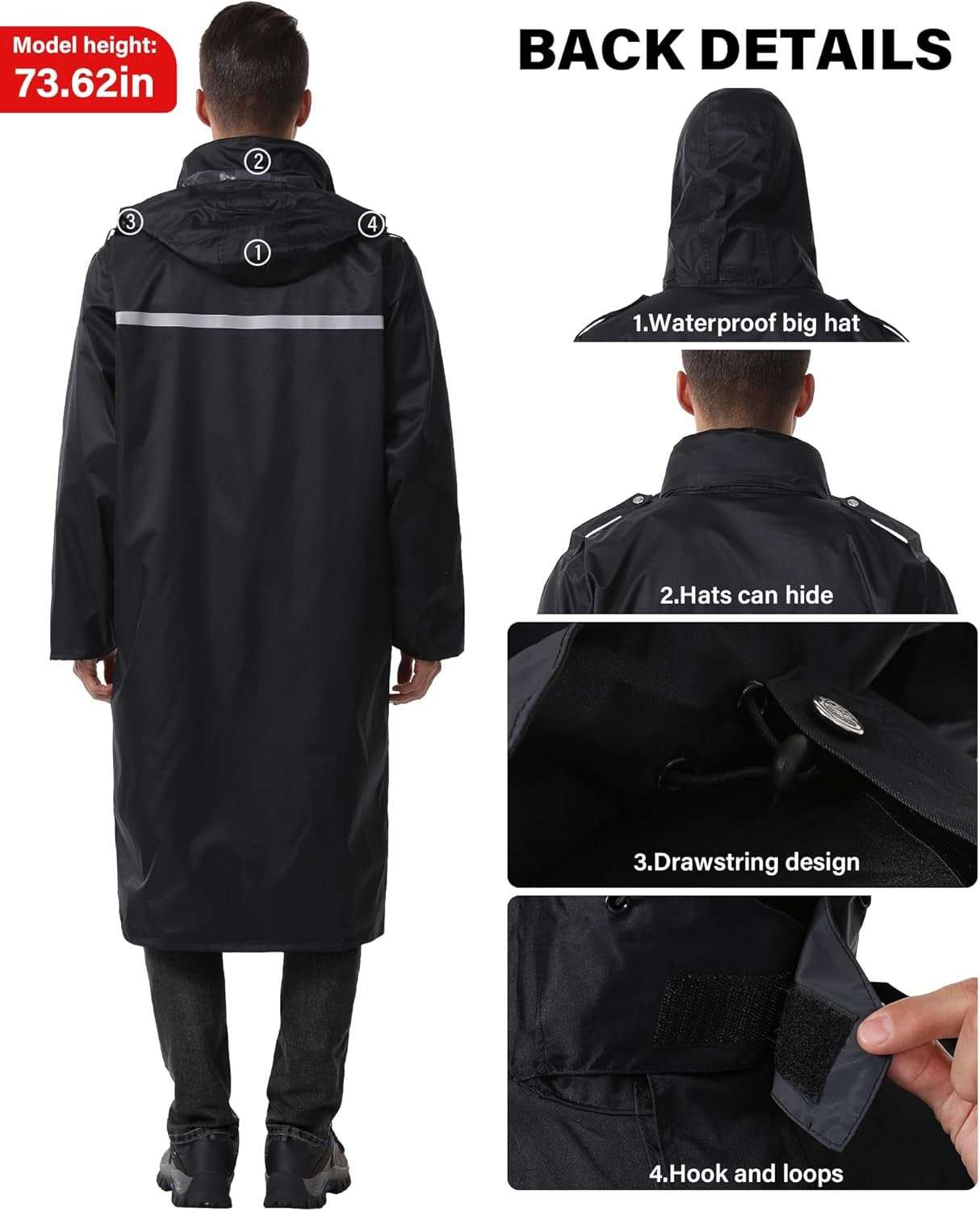 WELLTH HOUSE Waterproof Long Rain Jacket Unisex - Wellth House