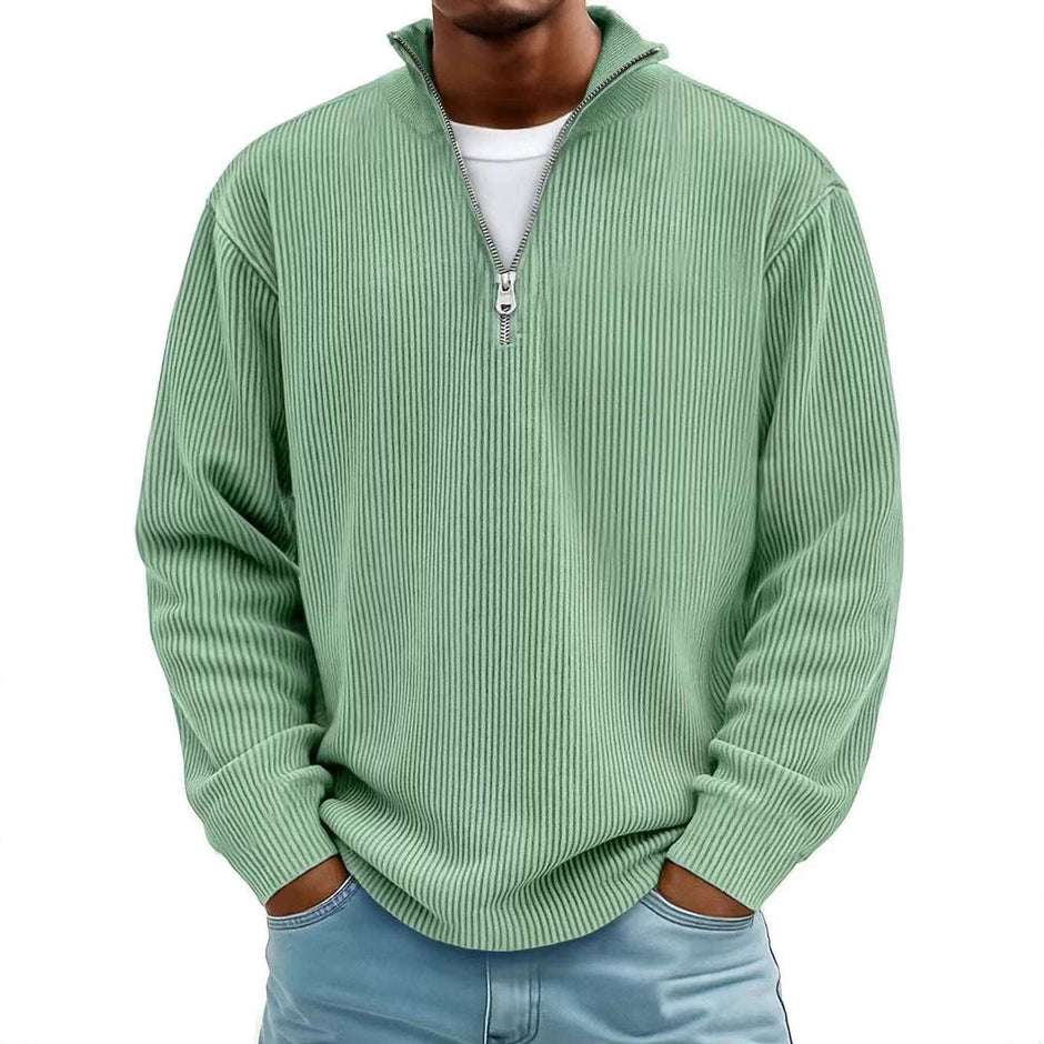 WELLTH HOUSE Men's Corduroy Zipper Collar Sweatshirt - Wellth House